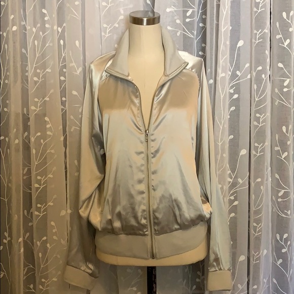 Satin Jacket Grey Large Womens - Picture 2 of 12